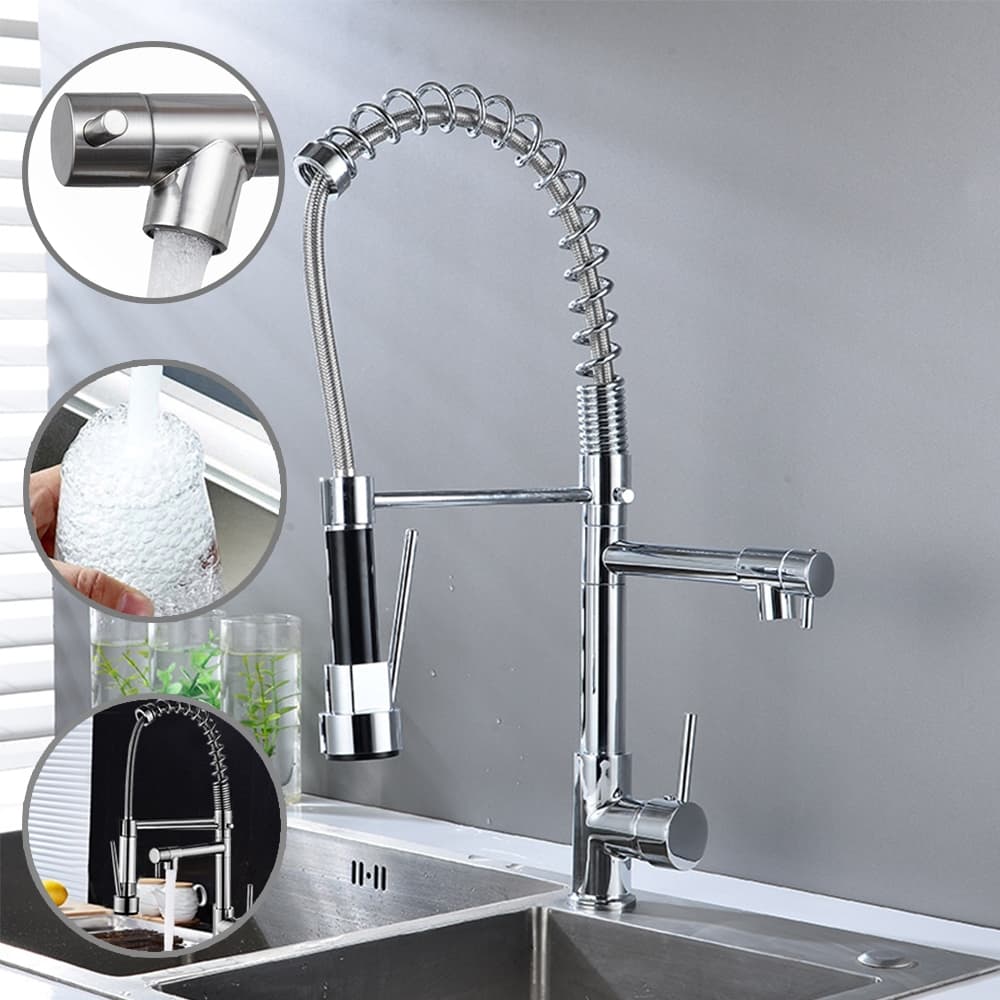 Torneira De Cozinha Gourmet Alça Única Com Extensor De Spray Tubo De Água Flexível Para Ajustar
