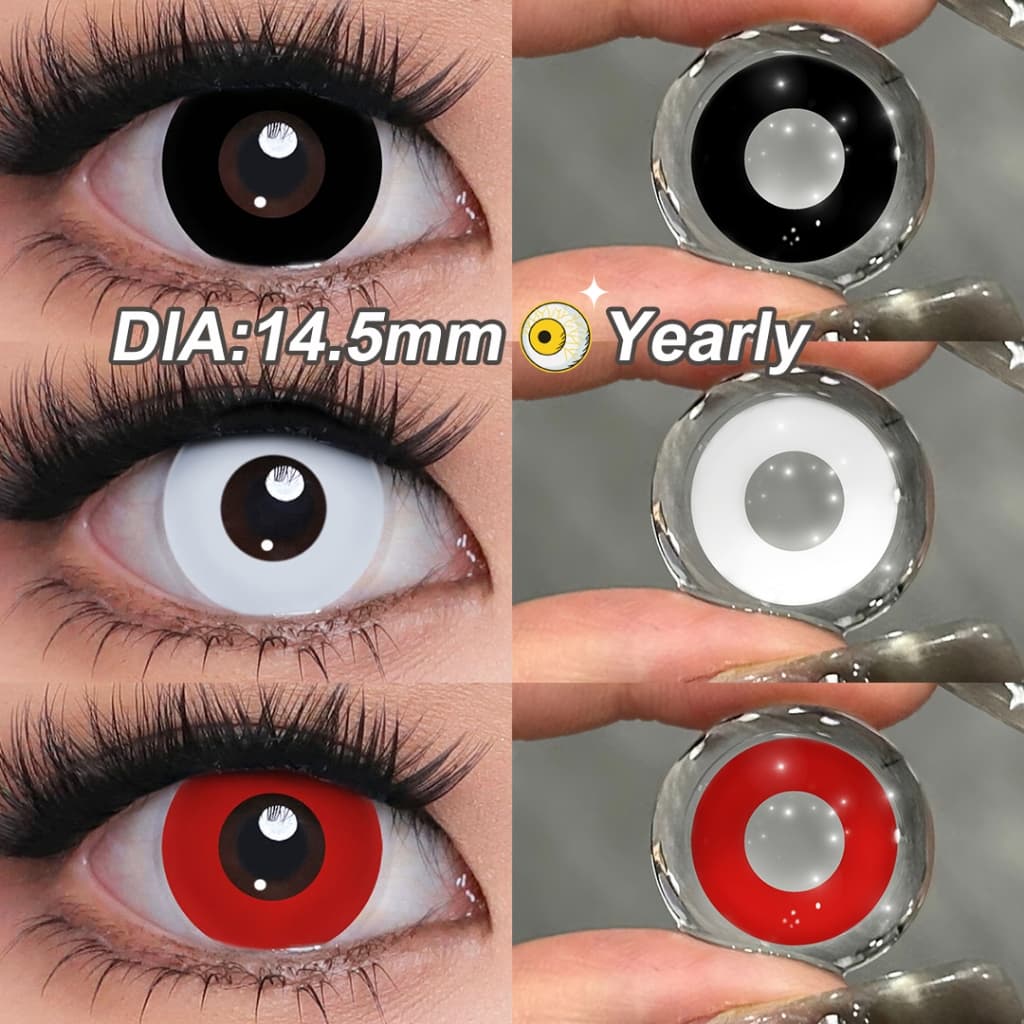 Lentes De Contato Cosplay  Para Cosplay Anime Halloween Brancas/Pretas Cegas 14.5 MM