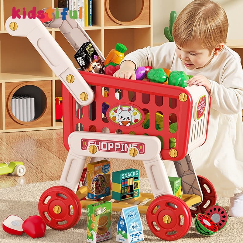 Brinquedo Carrinho Infantil De Compras Super Market Com Frutas