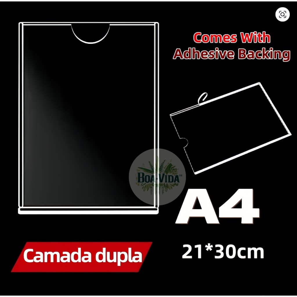 1 ou 3 pcs Display Expositor Suporte Acrilico tamanho A4 de parede ou porta com fita face