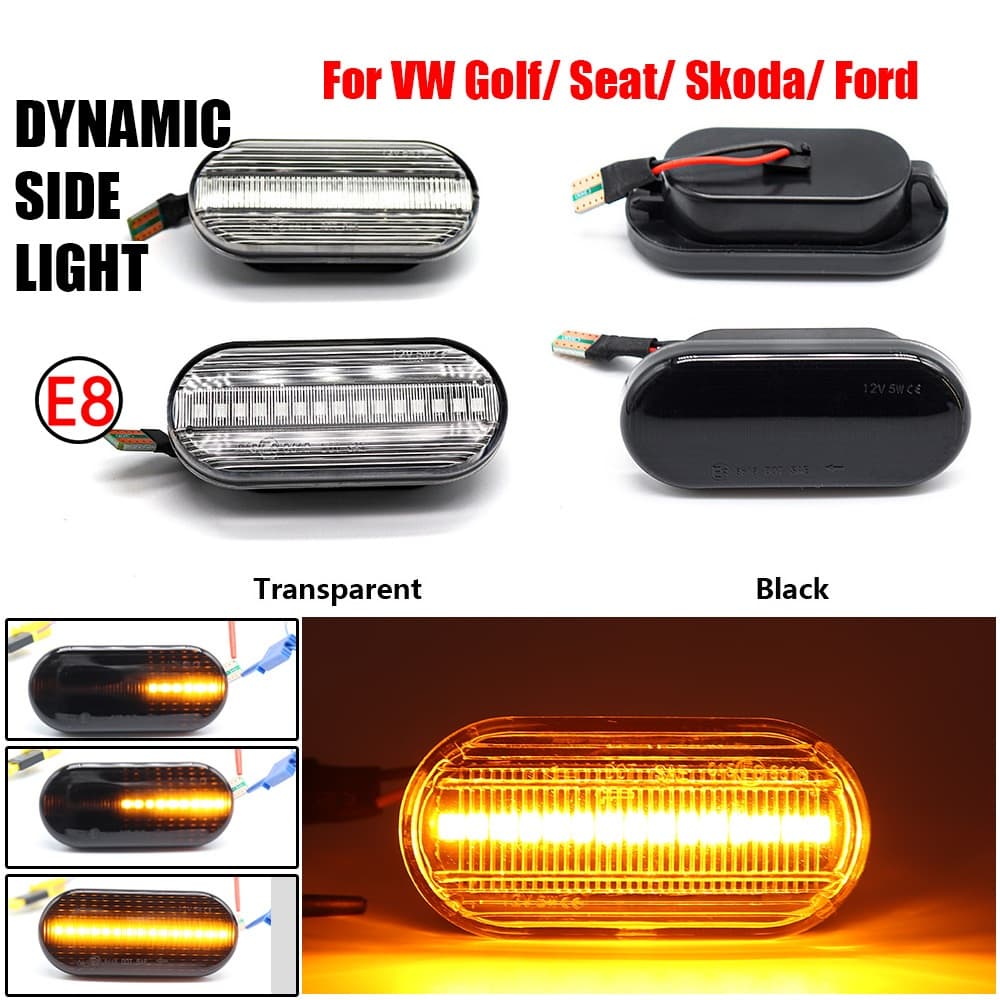 2PCS Lâmpada LED Sequencial Indicadora De Pisca-Dinâmica Marcador Lateral De Giro Para Volkswagen Polo Jetta Golf
