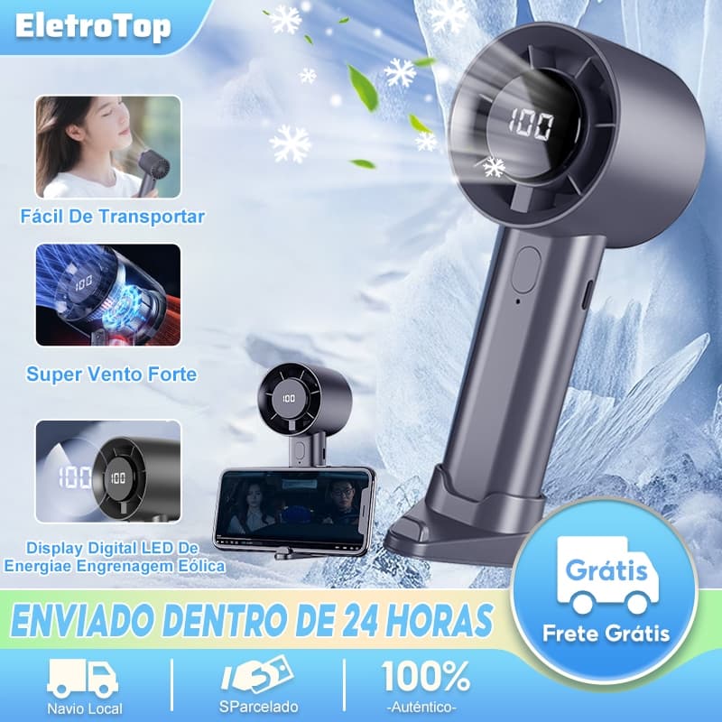 Ventilador Portátil USB Recarregável Display Digital Ajuste de Alto Volume De Ar, Ajuste De Várias Velocidades