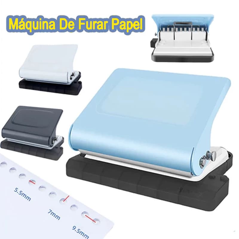 Perfurador De Papel Portátil Sem Esforço 10 Furos P/ Pastas