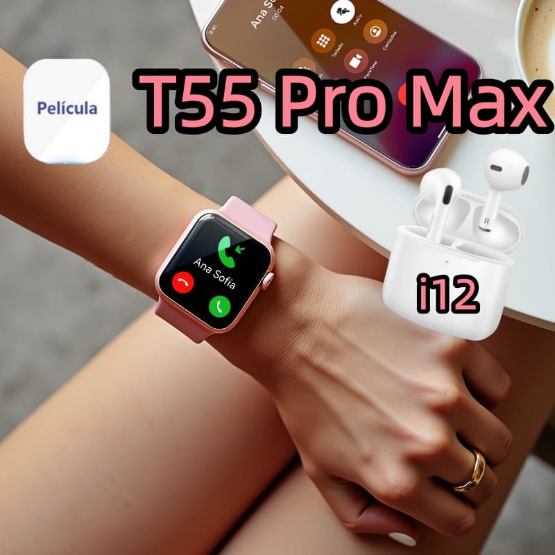 【🔥Children's Day Gift】 T55 Pro Max Com Fones De Ouvido Conjunto De Venda Quente 2 Alças Chamada Bluetooth Pape