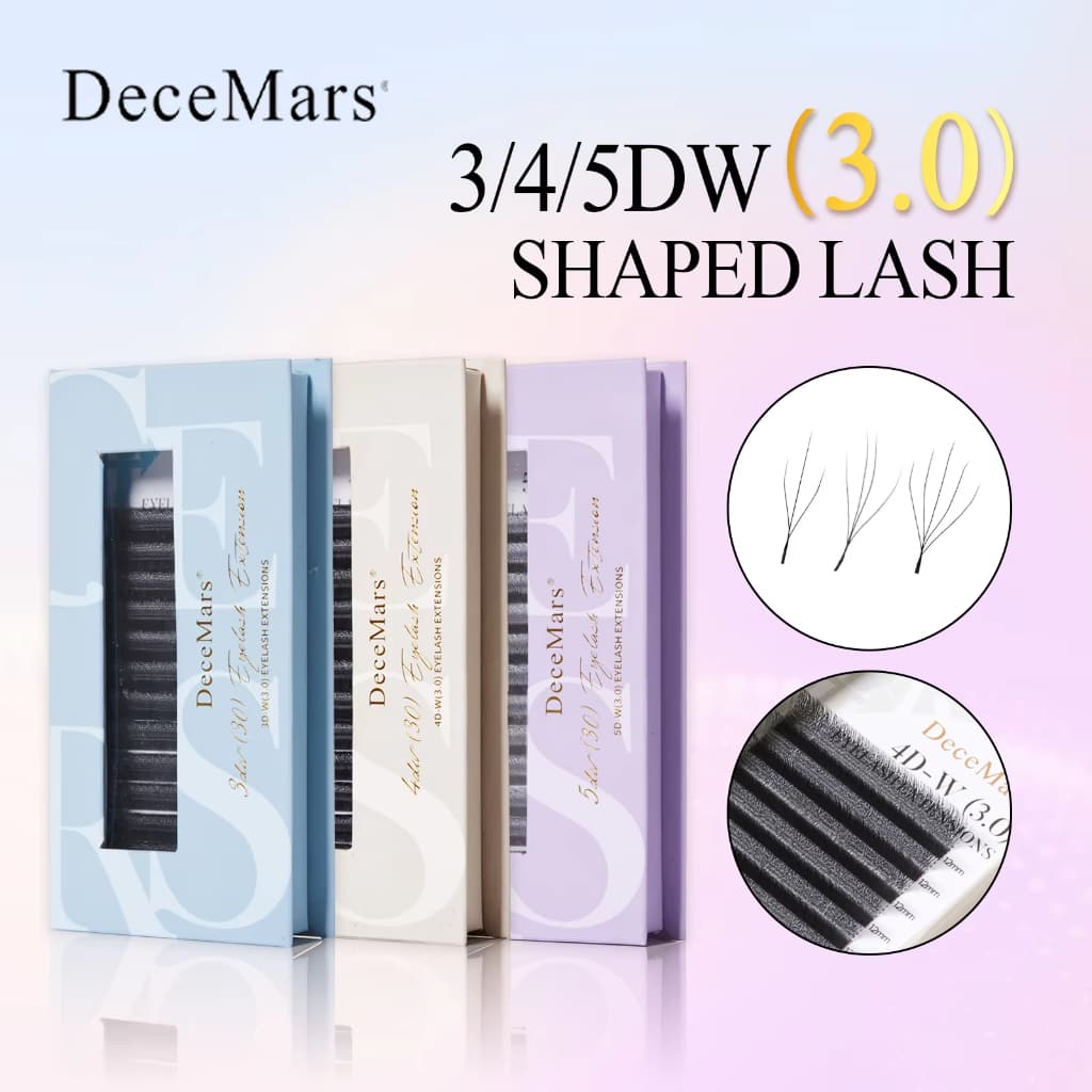 DeceMars 3D/4D/5D-W (3.0) Extensão De Cílios Em Formato C/D Curl 8-15mm 12 Linhas/Bandeja