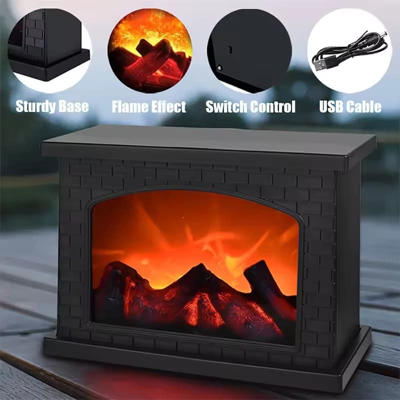 Lâmpada LED Para Lareira , Bateria De Chama Realista , Alimentada Por USB , Estilo Vintage Sala Interna , Terraço , Nata