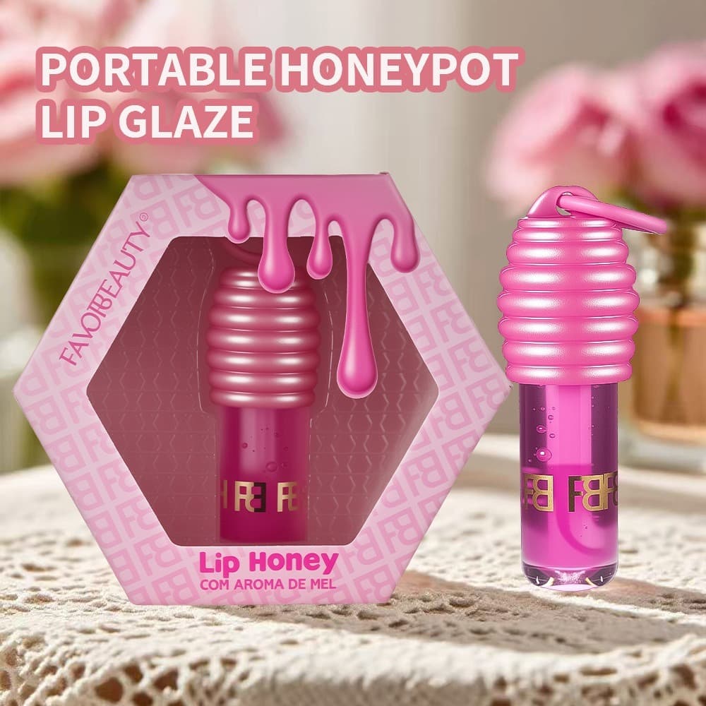 Chaveiro Brilhante Mel Brilho Labial Plumping Óleo Perolado Hidratante Esmalte