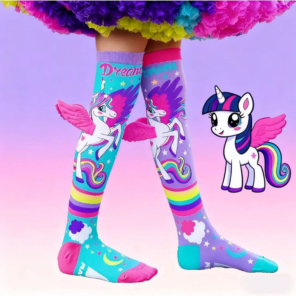 Meias My Little Pony Unicórnio Infantil 3D Cano Alto Anime Meias Divertidas Infantil