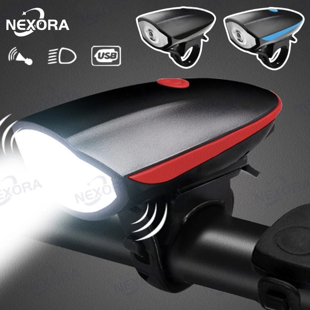 Farol Bike Bicicleta Led Buzina Recarregável Usb 250 Lumens