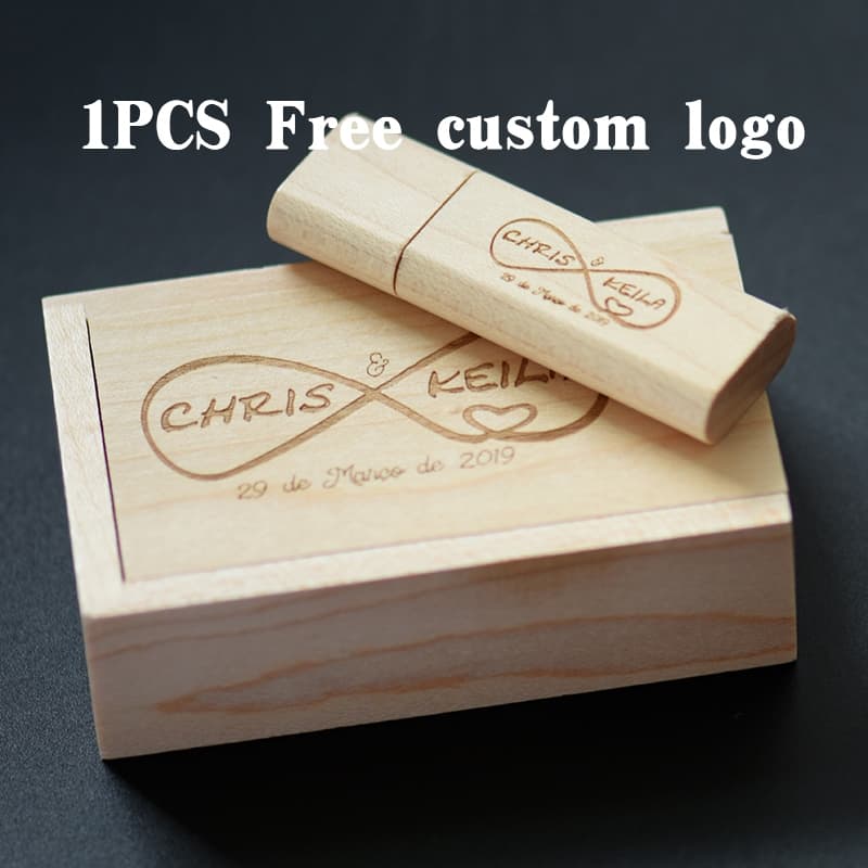 (Logotipo Personalizado Gratuito) Unidade flash USB 2.0 64GB Pendrive De Madeira 32GB Mini Pen drive 16GB Com Caixa flas