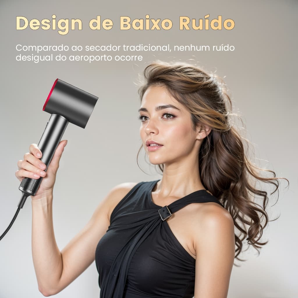 Secador de Cabelo Profissional de Alta Velocidade 1600W, Jato de Ar Potente e Secagem Rápida 110V