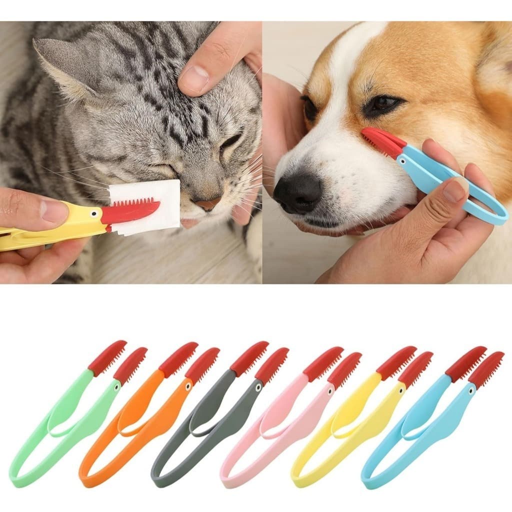 Pet lágrima marca escova cão olho cera escova gato nó olho limpador clipe escova macia