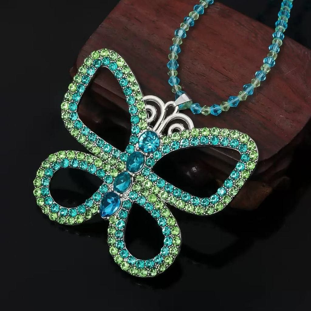grande borboleta gargantilha colar grânulo corrente cristal pingente para mulheres elegante traje jóias