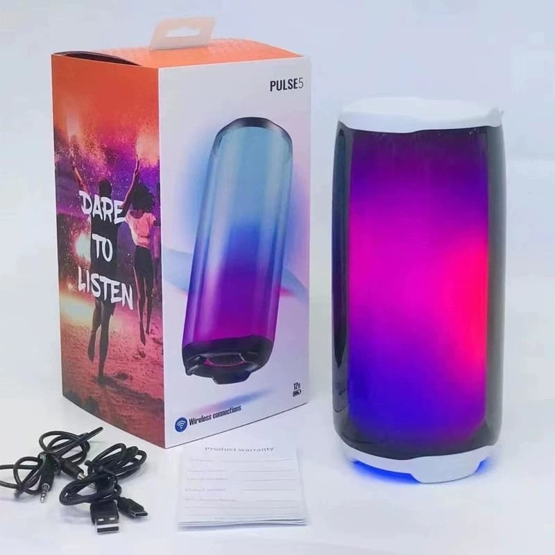 Bluetooth Alto-Falante Subwoofer Desktop Pulsando 5 Quinta Geração Música Tela Cheia Luz Colorida