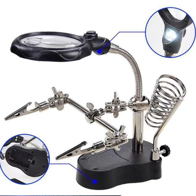 Suporte Lupa P/ Ferro Articulável Solda Circuito Com Garras