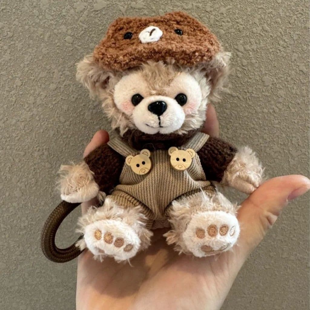 [Estilo mais vendido] Pingente de bolsa de urso retrô outono inverno, chaveiro de carro, presente de boneca de pelúcia