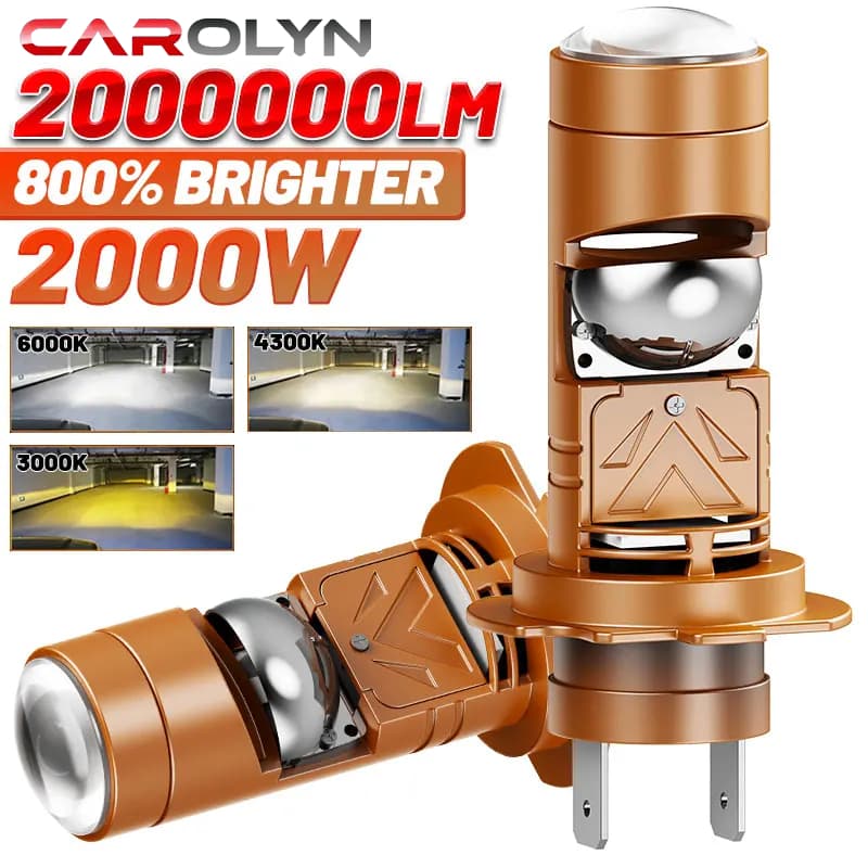 H7 LED Projetor Faróis Do Carro 3 Cores Canbus Sem Fio 3000K 4300K 6000K Lâmpadas De Nevoeiro Automáticas Plug & Play Mi
