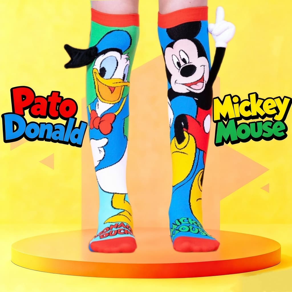 Meia Mickey E Pato Donald Infantil 3D Maluca Meias Cano Alto Infantil Menina Menino