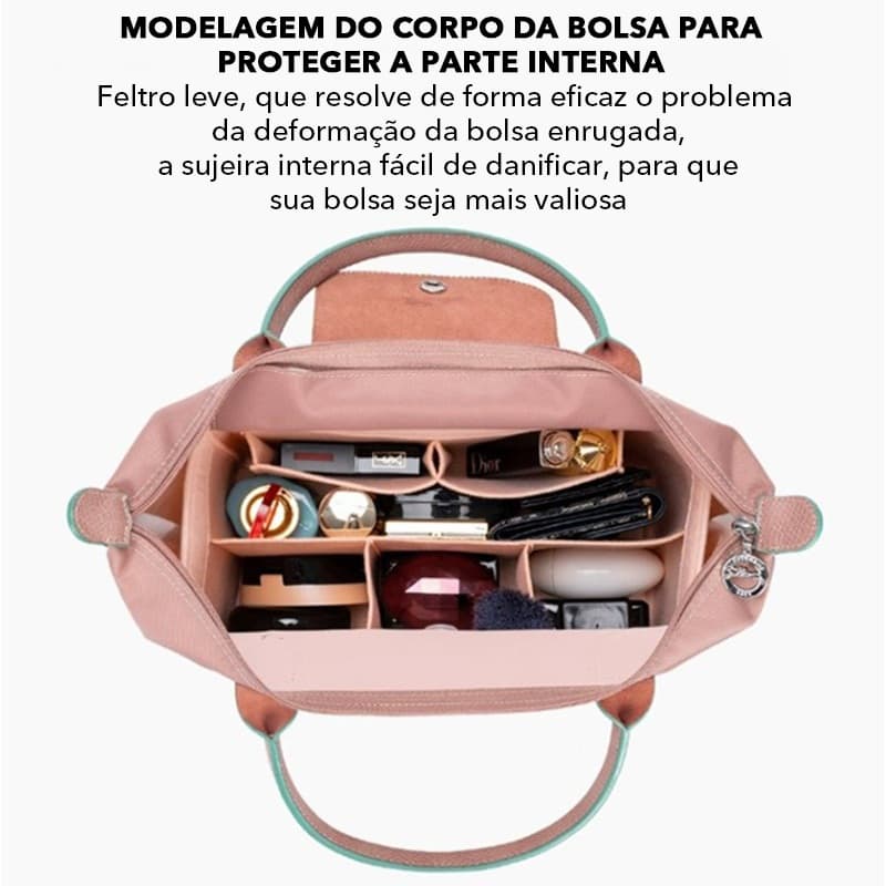 Organizador Interno Premium Para Bolsa Longchamp Le Pliage-Compatível Com Modelos Clássicos , 7 Bolsos
