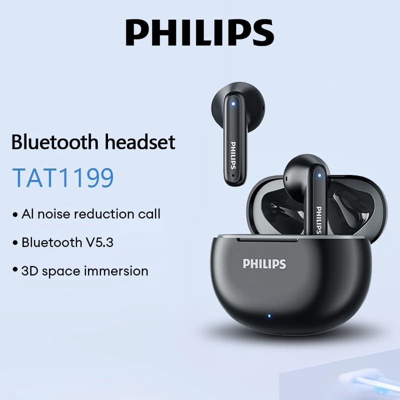 PHILIPS TAT1199 Verdadeiro Sem Fio Bluetooth Fones De Ouvido 3D Espaço Imersão Suor E À Prova Dwaterproof Água Al Reduçã