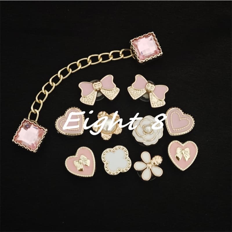 11 Unidades/Conjunto Rosa Série Quadrado Diamante Sapato Decoração Encantos Arco Nó Fivela De Acessórios Em Forma De Cor