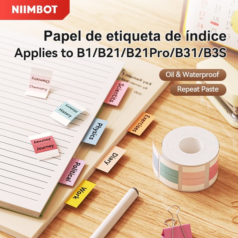 NIIMBOT B21/B1/B21Pro/B31/B3S Etiqueta De Papel De Etiquetas De Índice Marcador De Livros , À Prova D'água
