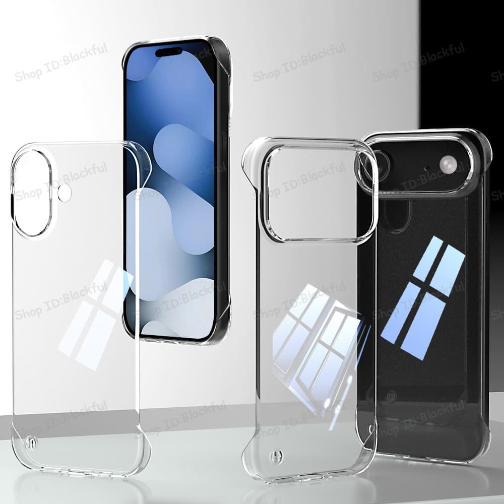 Capa Rígida Transparente Ultrafina Sem Moldura Para Apple iPhone air 17 16e 16 15 14 13 12 Mini 11 Pro Max X Xr XS 7 8 p