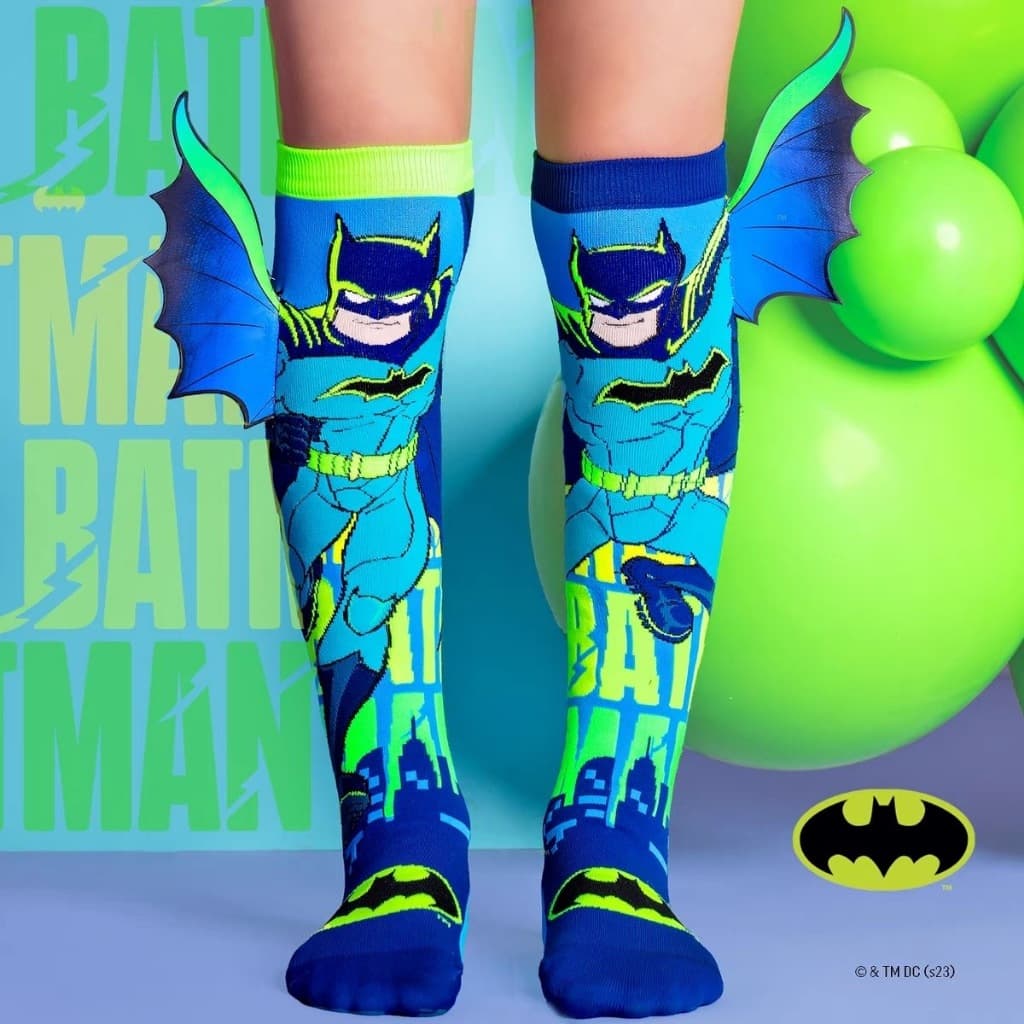 Meias Maluca Infantil 3D Personagens Batman Cartoon Cano Alto Menino