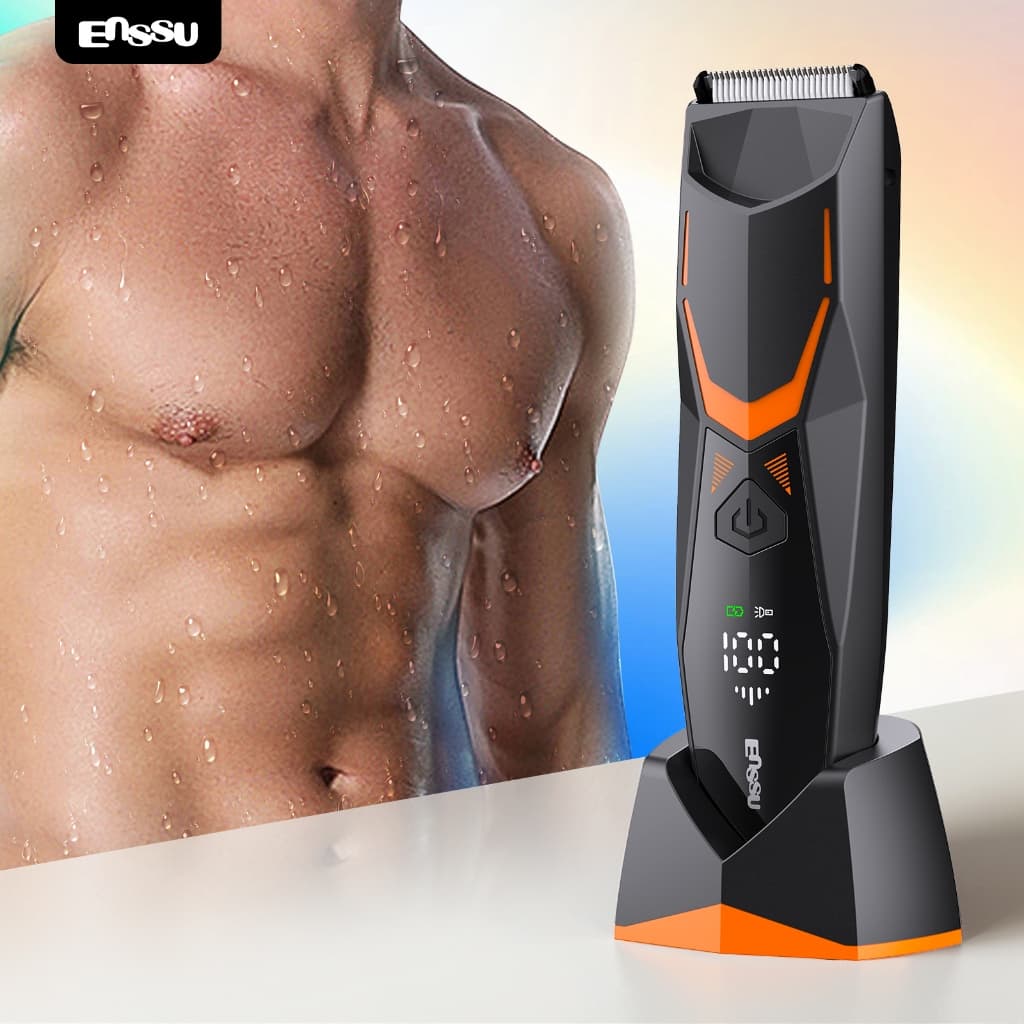 Aparador de Pelos Corporal Impermeável com LED Sem Fio para Virilha e Peito
