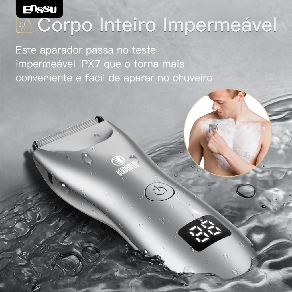 Barbeador Masculino Corpo Todo Impermeável Recarregável com Luz LED Spot