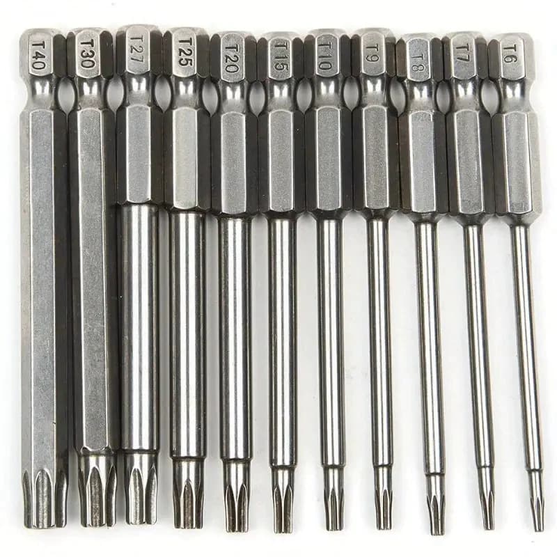 kit 11 chaves bits torx 100mm Compatíveis com parafusadeiras, chaves manuais e elétricas