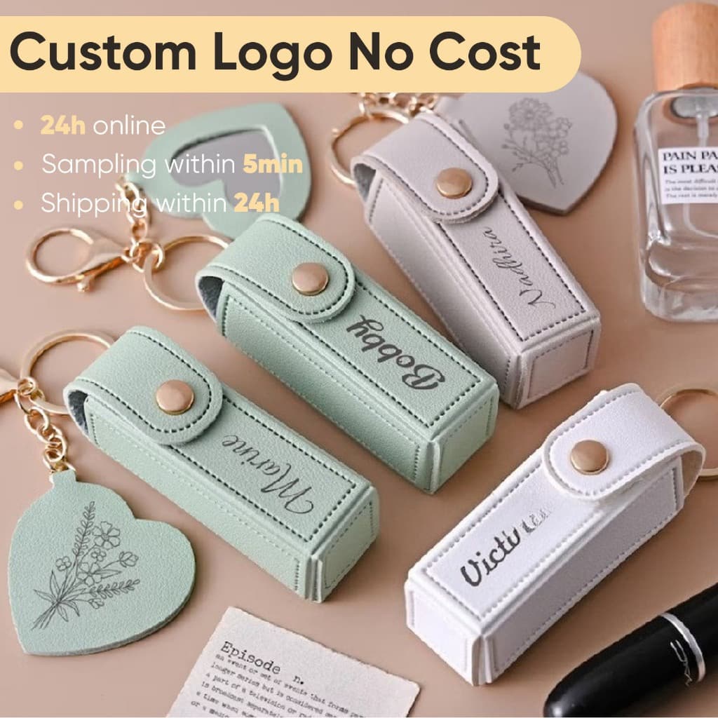 Personalização Gratuita Portátil Batom Saco Novos Presentes Couro Do Plutônio Moeda Bolsa Chaveiro Amor Mini Espelho De