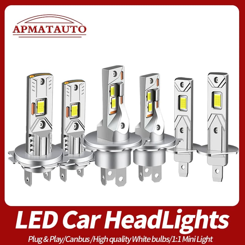 1/2 Pçs Canbus Turbo LED 1 : 1 Tamanho Luzes Mini Lâmpada De Cabeça H1 H7 H4 HB2 9003 Carro Farol Lâmpadas Branco 12V