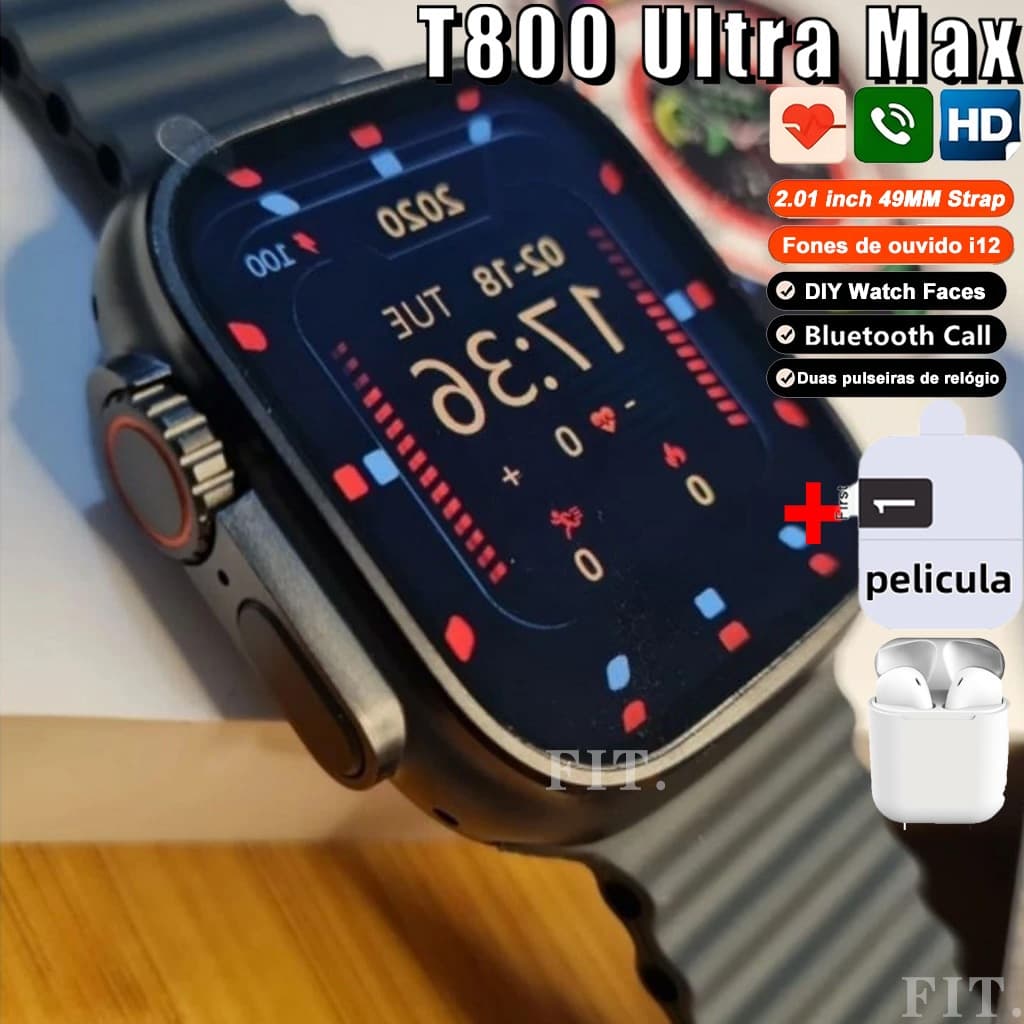 【Presentes baratos & i12】T800 Ultra & Max 2025 Novo Relógio Super Smart Watch Series Bluetooth Call