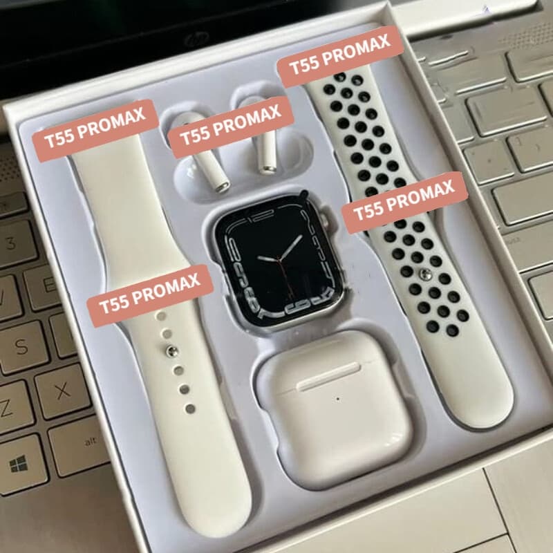 T55 Pro Max Smartwatch Monitor De Frequência Cardíaca TWS Fone De Ouvido Polegadas Modo Multiesportes RelógioInteligente
