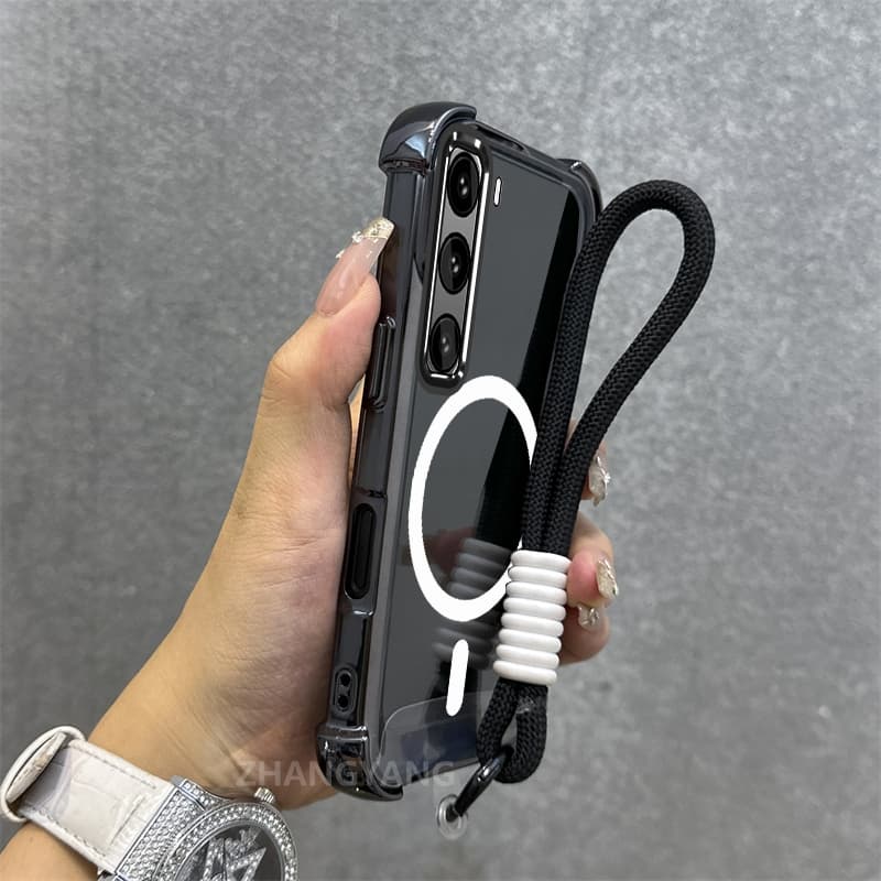 Capa Para infinix hot 50 60 60i Pro Plus Galvanoplastia De Telefone anti-Queda Estética Novo Anel De Sucção Magnética de