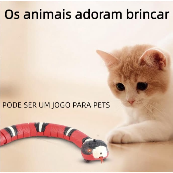 Brinquedo Gato Cobra Elétrica Sensor Inteligente Caça Interativo Pet Recarregável Realista