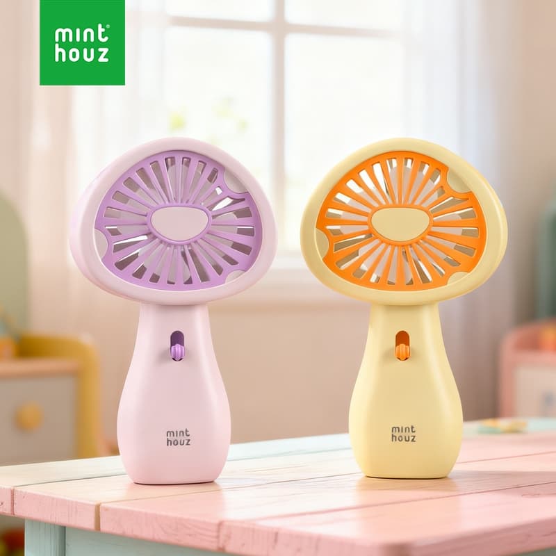 Minthouz Mini Ventilador Elétrico Recarregável Com Luz Azul Ajustável
