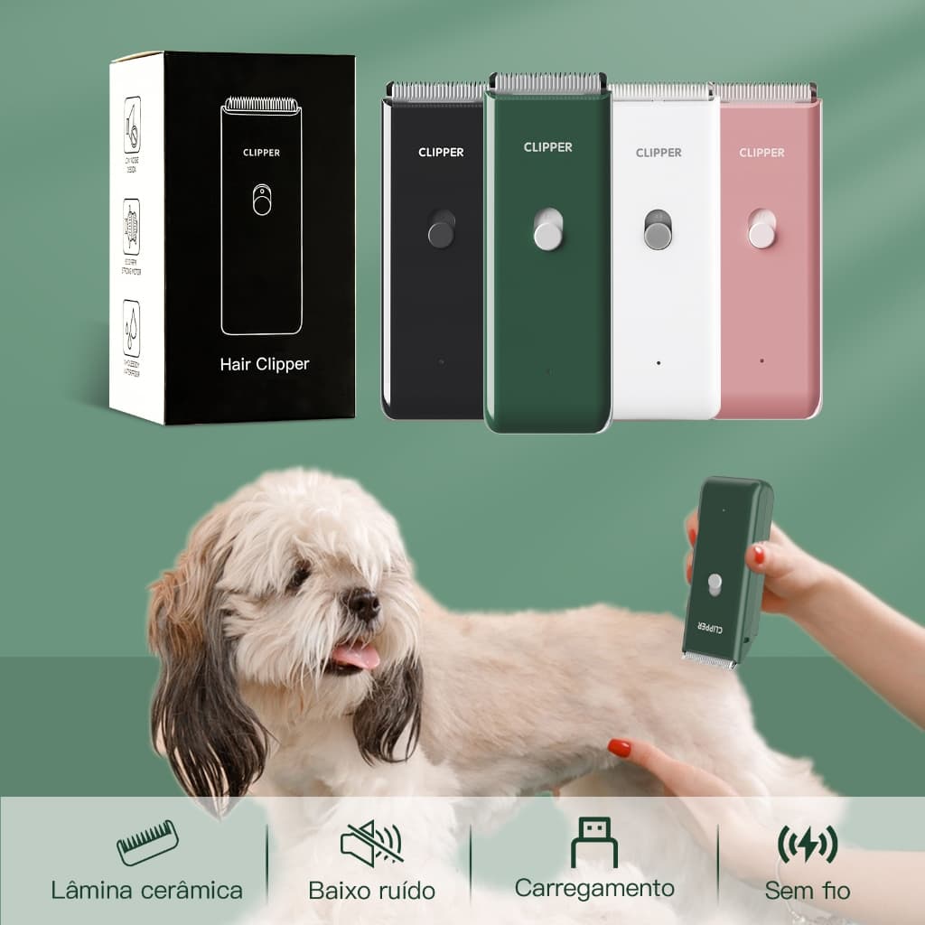 Máquina de Tosar Pet Impermeável Silenciosa para Cachorro e Gato