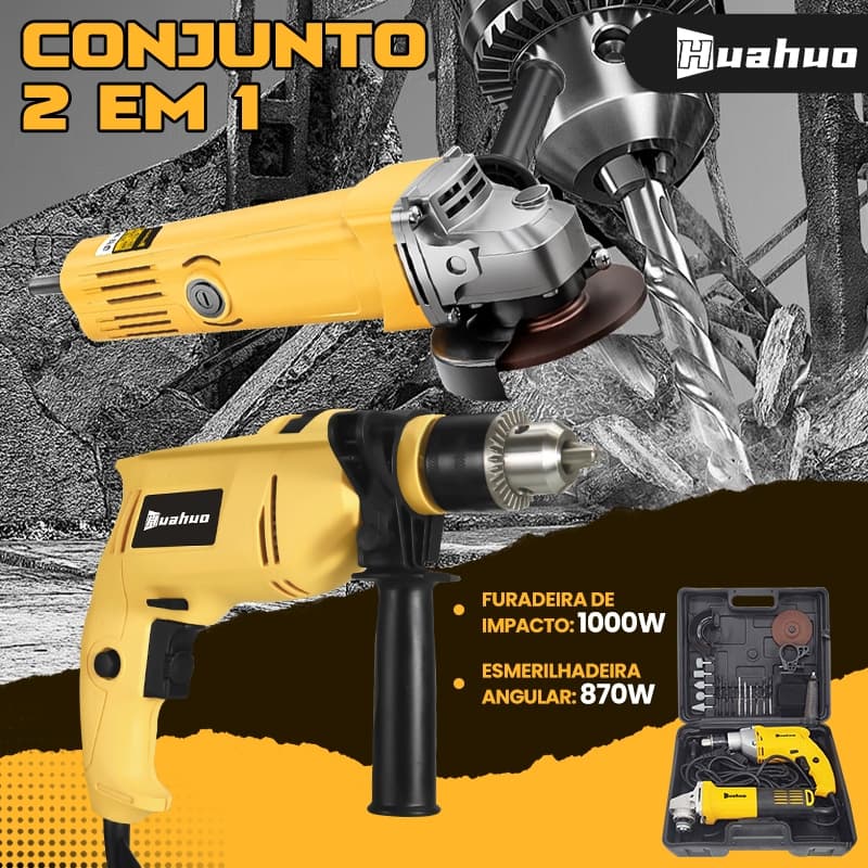 Rebarbadora 110V/220V E Kit De Furadeira De Impacto Maleta De Transporte Com Acessórios