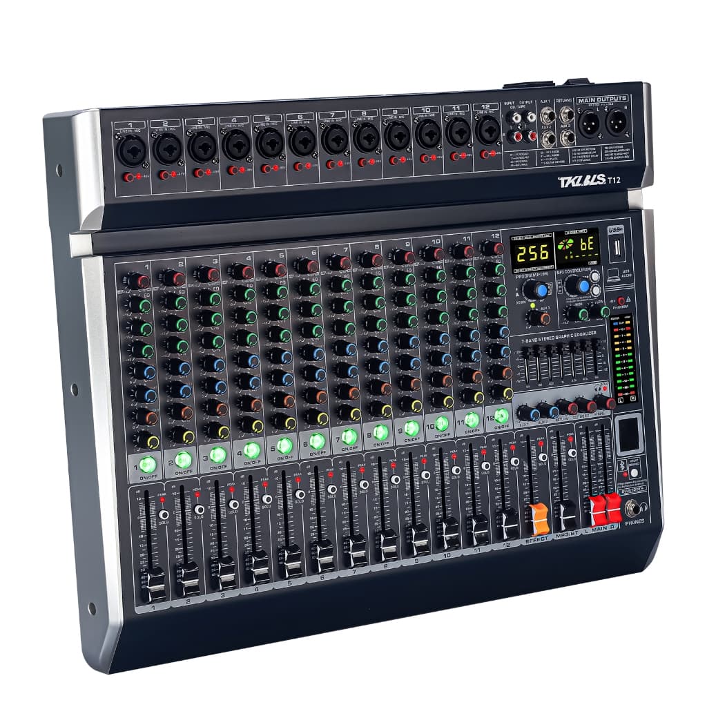 Mesa De Som 8/12/16 Canais Mixer De áudio 48+v Bluetooth Com PC Atraso E Efeitos De Som USB Elétrico Tela LCD