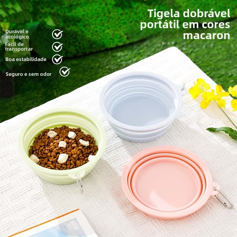 Tigela Portátil Dobrável Para Animais De Estimação-De Água E Alimentação Viagens Ao Ar Livre Cães Gatos Com Mosquetão