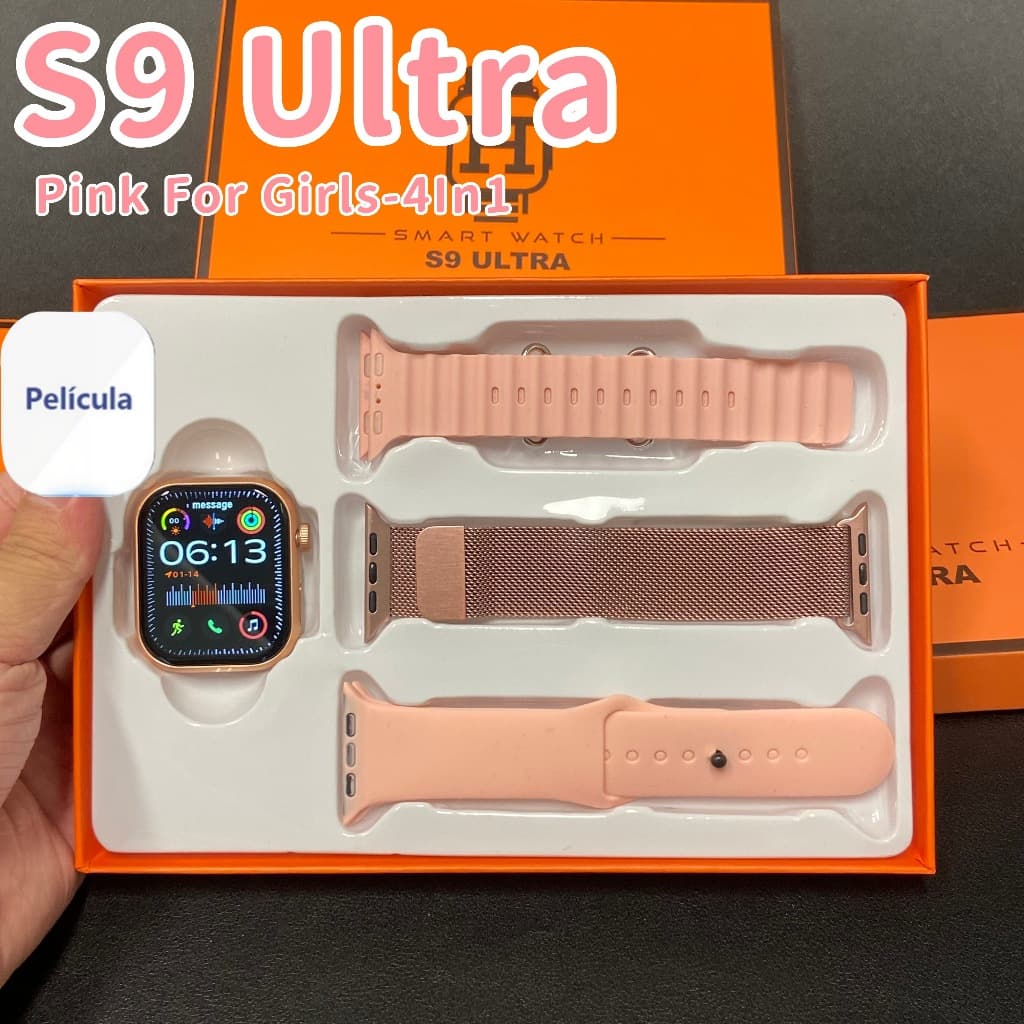【Pink For Girls】S9 Ultra Inteligente Masculino Feminino Esportes Para Android ios Sempre Ligado Display Carregamento