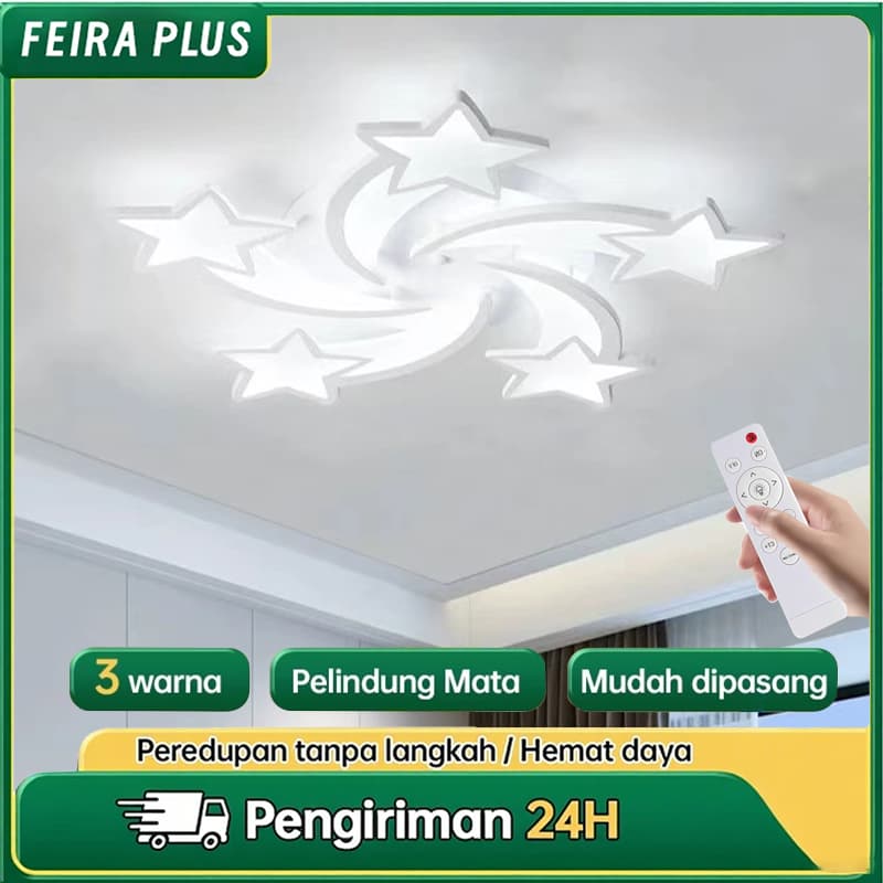 Lustre De Led Luminária Plafon Moderno Dourado Com Controle  3 Cores de Luz Para Sala, Quarto, Hall e Ambientes Internos