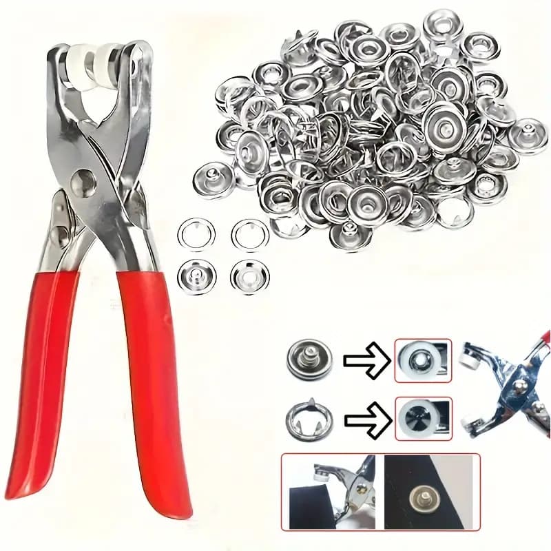 Alicate Aplicador Para Botao De Metal De Pressao Roupa Bebe com 150 botões de roupas