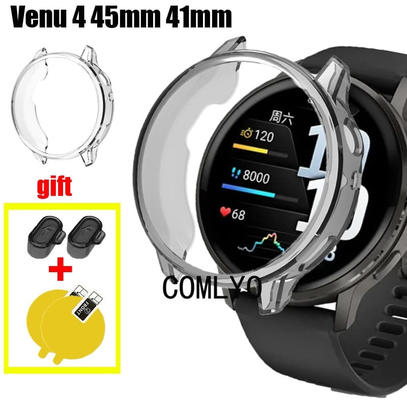 Para Garmin Venu 4 45mm 41mm Caso De Smartwatch Relógio Inteligente Protetor Pára-Choques TPU Meia Capa Filmes Protetore