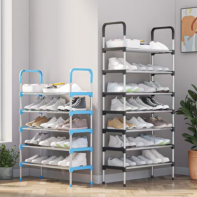 4-8 Andares Sapateira de metal Organizador Vertical Prateleira Multiuso Aço Cromado Desmontável