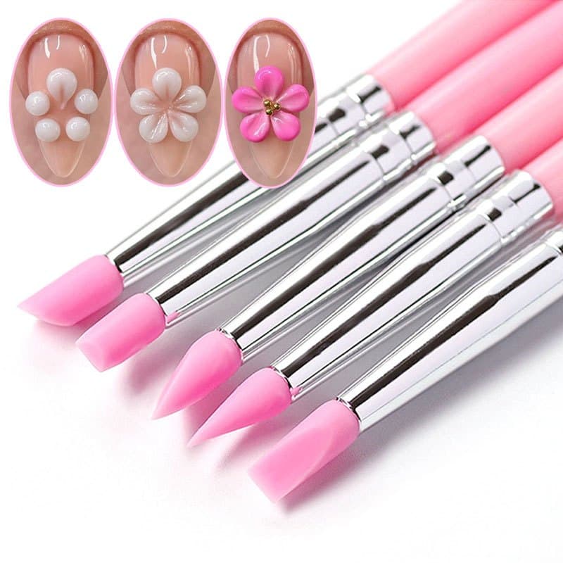 5 Pçs/set Caneta De Modelagem De Silicone UV Gel Polonês Escova De Unhas Imagem 3D DIY Pontilhado Escovas Profissional M