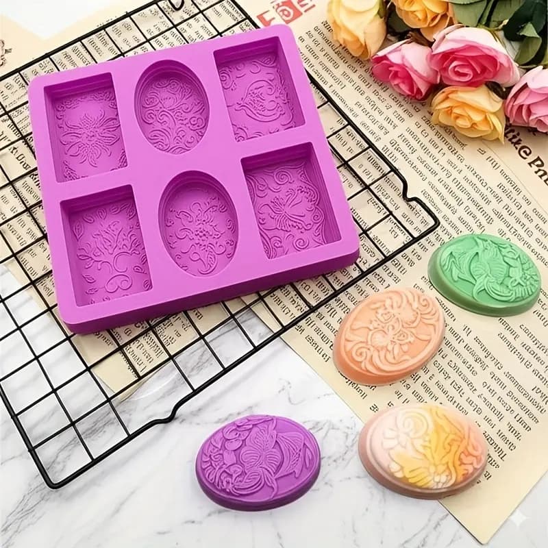 3D Forma de Silicone são 06/04 Formas retangula e oval- Artesanal Banheiro Cozinha- para bolo, Velas, sabonete