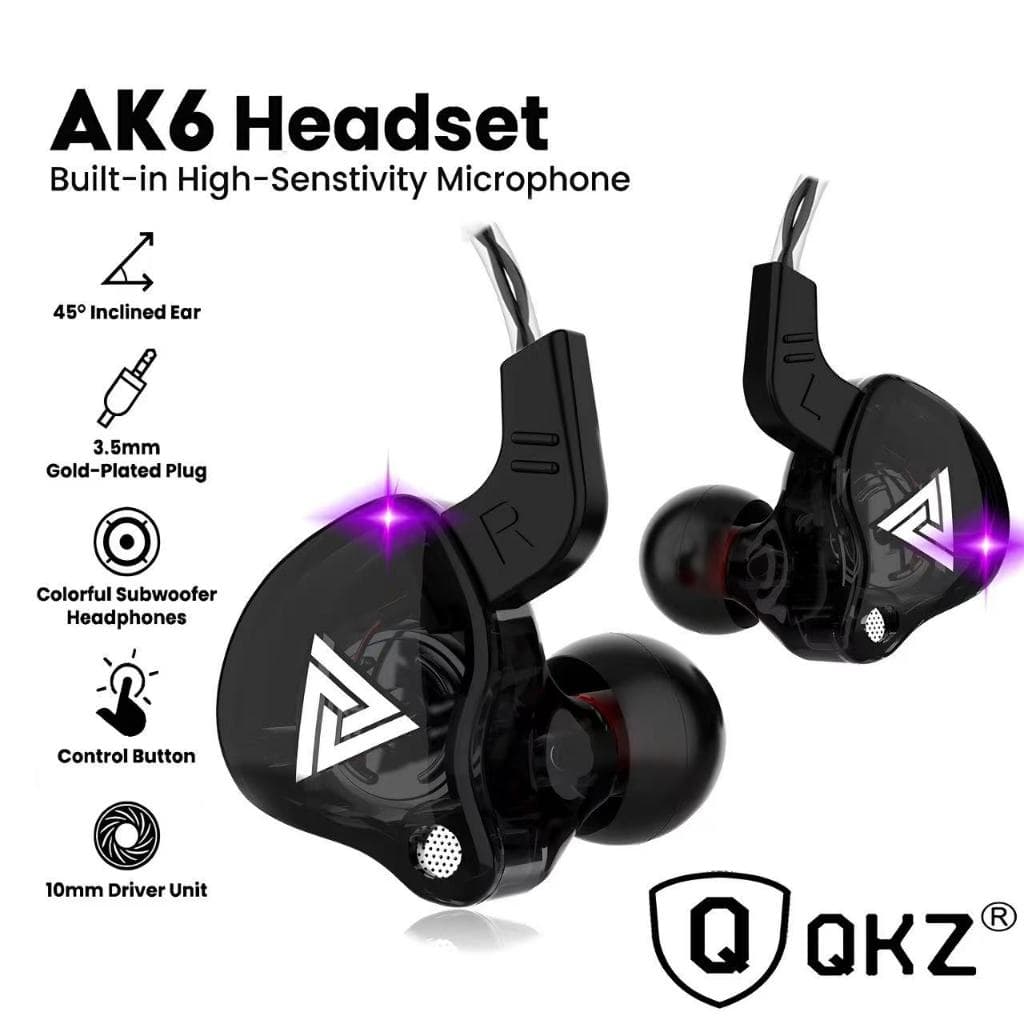 QKZ AK6 fone de ouvido com fio e microfone cobre driver fone de ouvido esportivo hifi baixo estéreo no ouvido